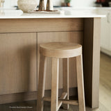 Brahma White Washed Wood Stool by Mercana at Eve Furniture