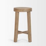 Brahma White Washed Wood Stool by Mercana at Eve Furniture
