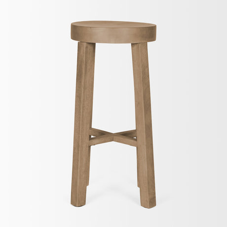 Brahma White Washed Wood Stool by Mercana at Eve Furniture