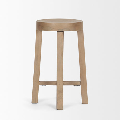 Brahma White Washed Wood Stool by Mercana at Eve Furniture