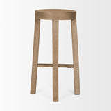 Brahma White Washed Wood Stool by Mercana at Eve Furniture