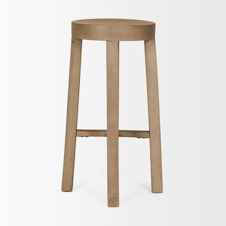 Brahma White Washed Wood Stool by Mercana at Eve Furniture