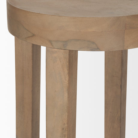 Brahma White Washed Wood Stool by Mercana at Eve Furniture