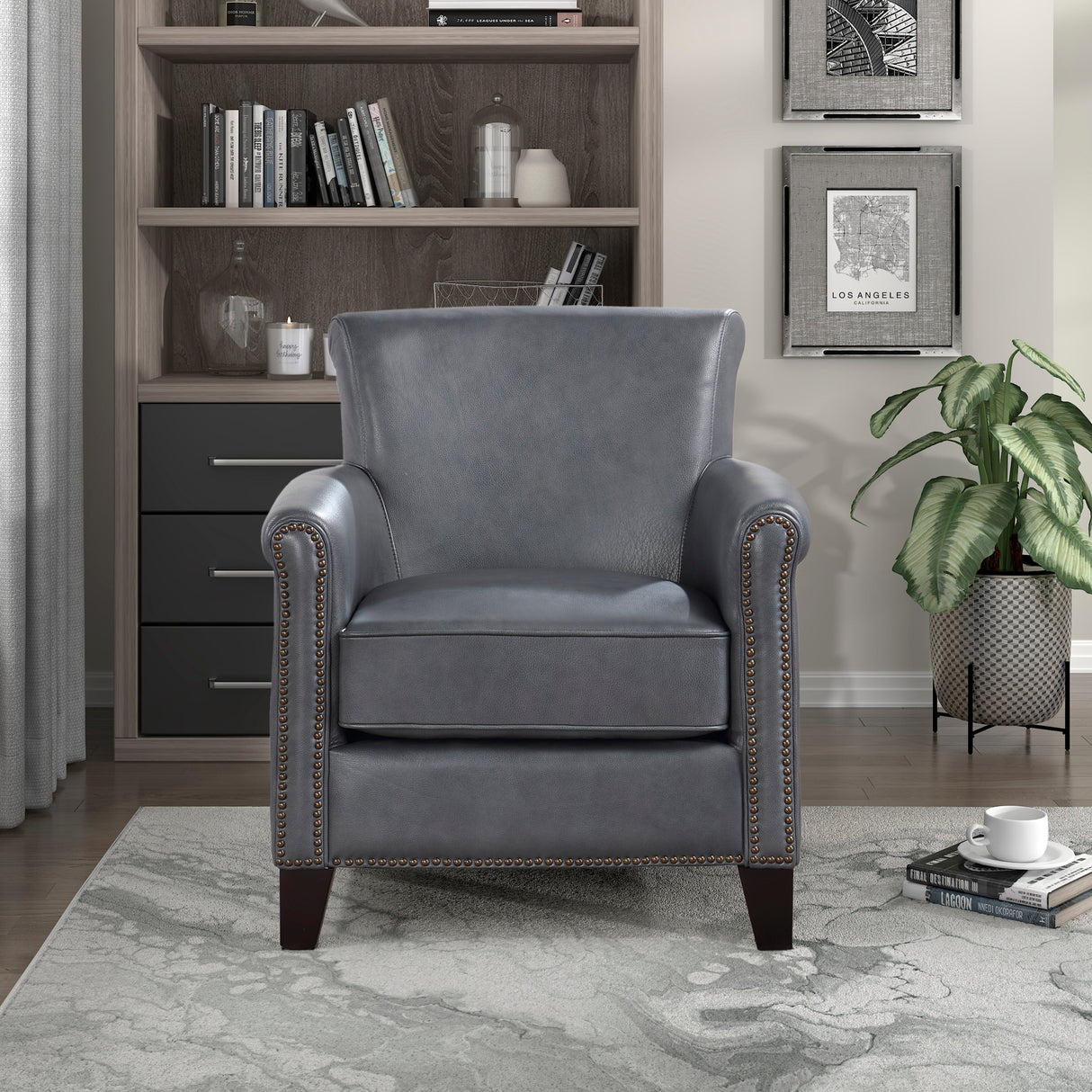 Braintree Burnish Gray Top-Grain Leather Accent Chair by Homelegance at Eve Furniture