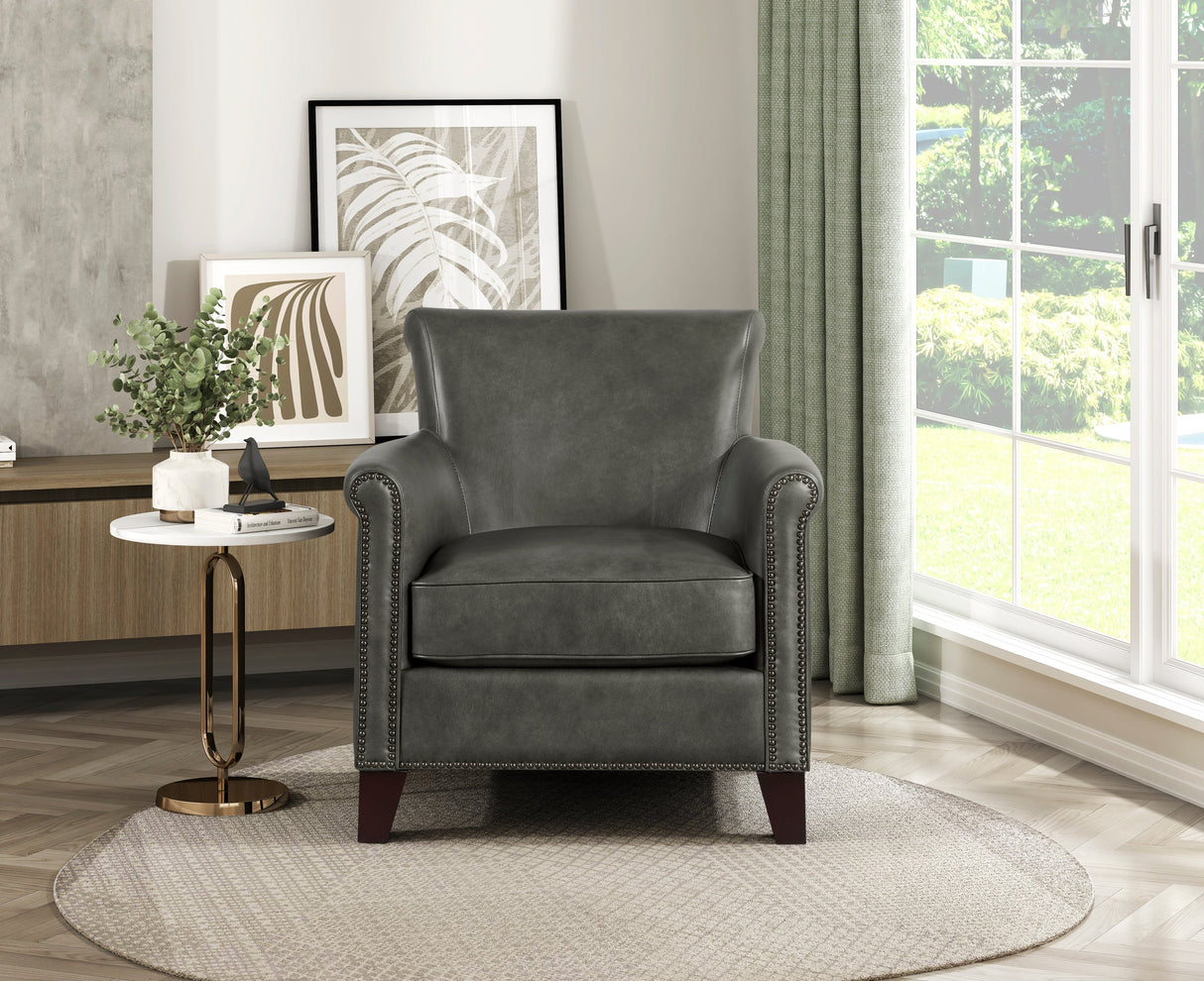 Braintree Gray Top-Grain Leather Accent Chair by Homelegance at Eve Furniture