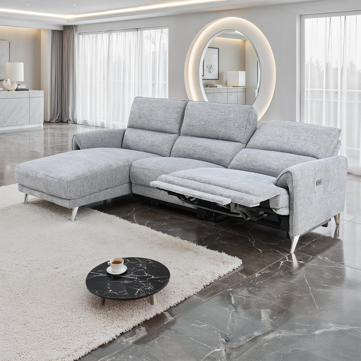 Brande Gray Power Sectional with Left Chaise by Furniture of America at Eve Furniture