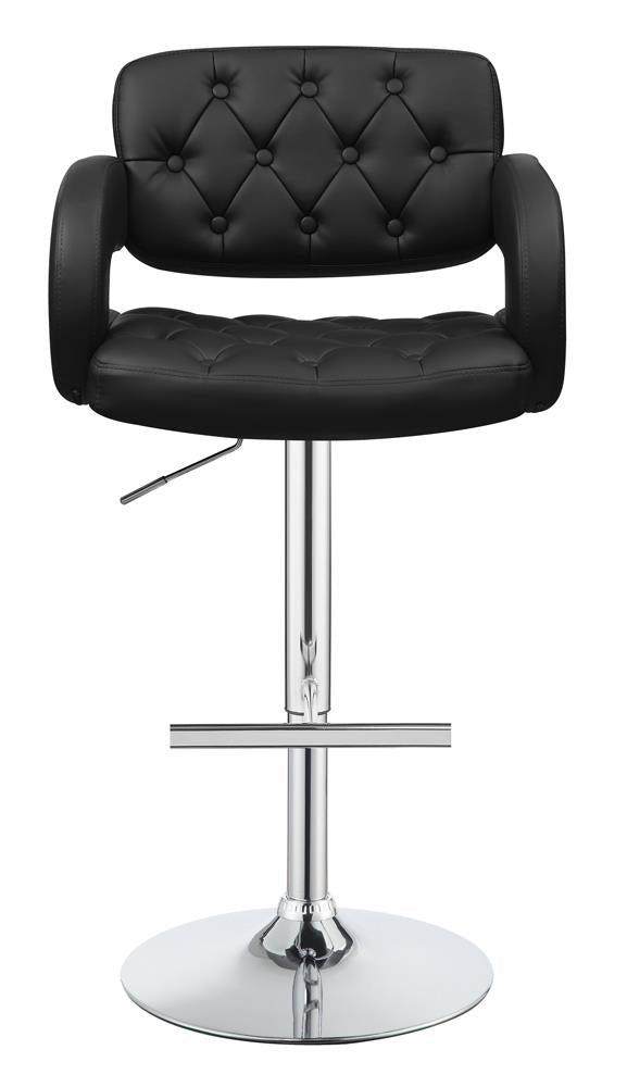 Brandi Black/Chrome 29" Adjustable Height Bar Stool