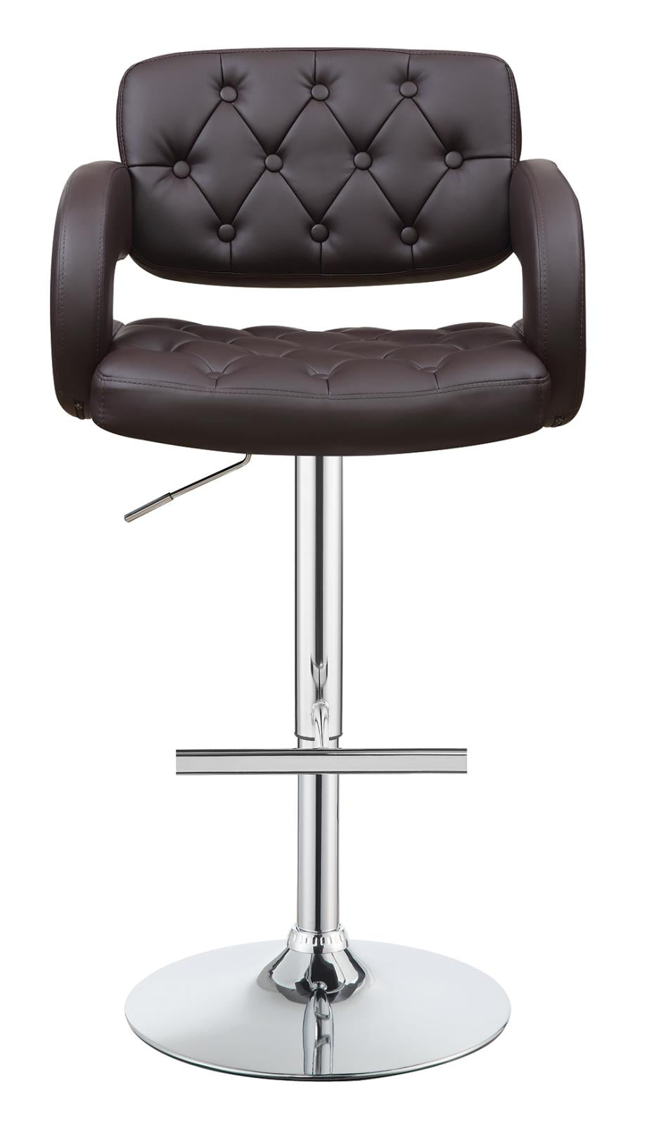 Brandi Chrome/Brown 29" Adjustable Height Bar Stool