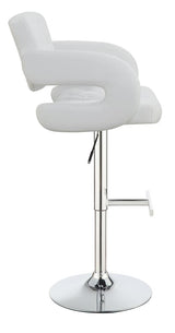 Brandi Chrome/White 29" Adjustable Height Bar Stool