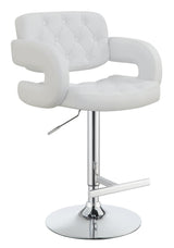 Brandi Chrome and White 29" Adjustable Height Bar Stool by Coaster at Eve Furniture