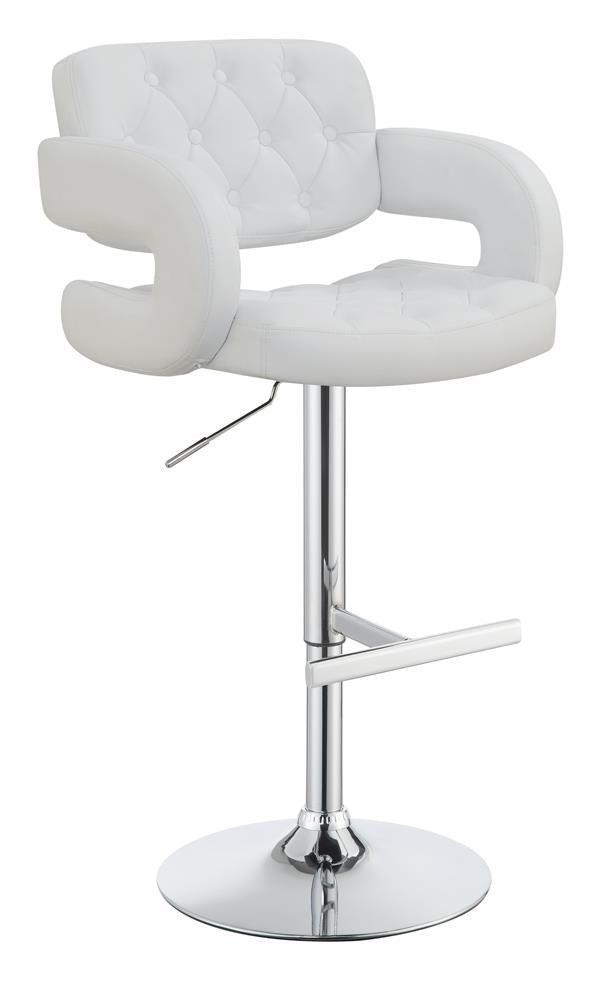 Brandi Chrome and White 29" Adjustable Height Bar Stool by Coaster at Eve Furniture
