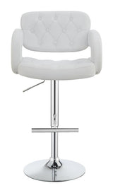 Brandi Chrome and White 29" Adjustable Height Bar Stool by Coaster at Eve Furniture