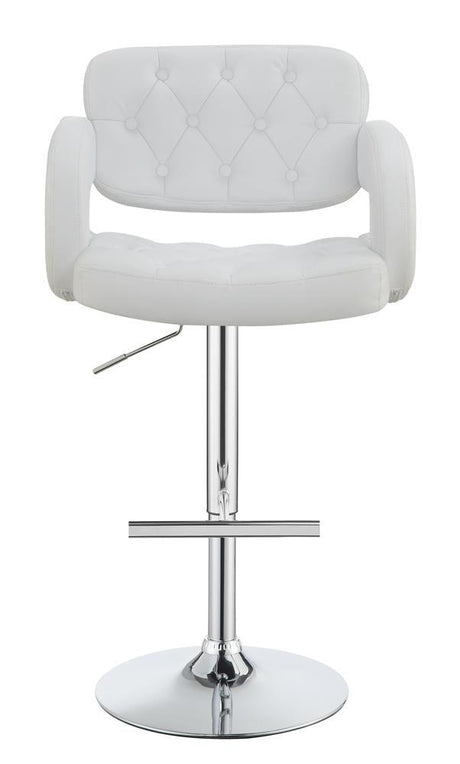 Brandi Chrome and White 29" Adjustable Height Bar Stool by Coaster at Eve Furniture