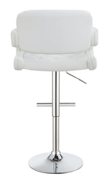 Brandi Chrome and White 29" Adjustable Height Bar Stool by Coaster at Eve Furniture
