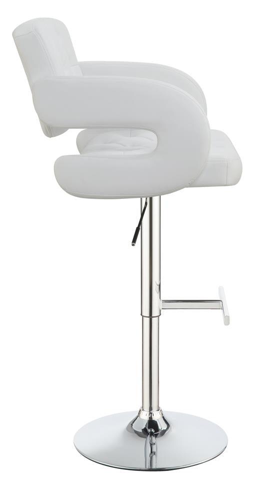 Brandi Chrome and White 29" Adjustable Height Bar Stool by Coaster at Eve Furniture