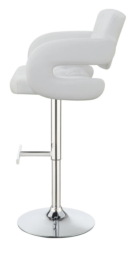 Brandi Chrome and White 29" Adjustable Height Bar Stool by Coaster at Eve Furniture