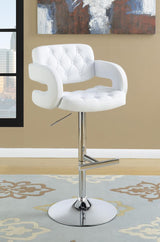Brandi Chrome and White 29" Adjustable Height Bar Stool by Coaster at Eve Furniture