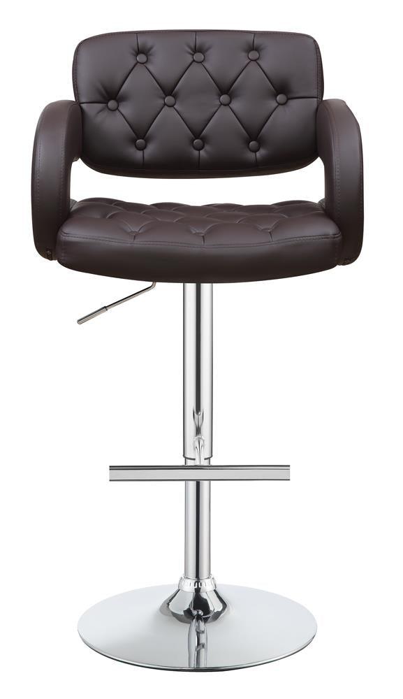Brandi Chrome/Brown 29" Adjustable Height Bar Stool by Coaster at Eve Furniture