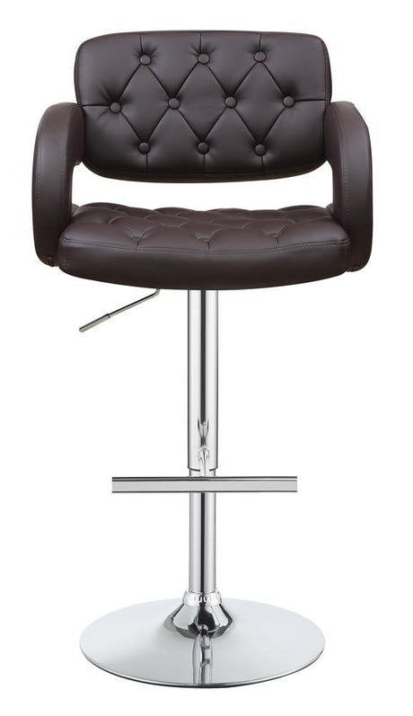 Brandi Chrome/Brown 29" Adjustable Height Bar Stool by Coaster at Eve Furniture