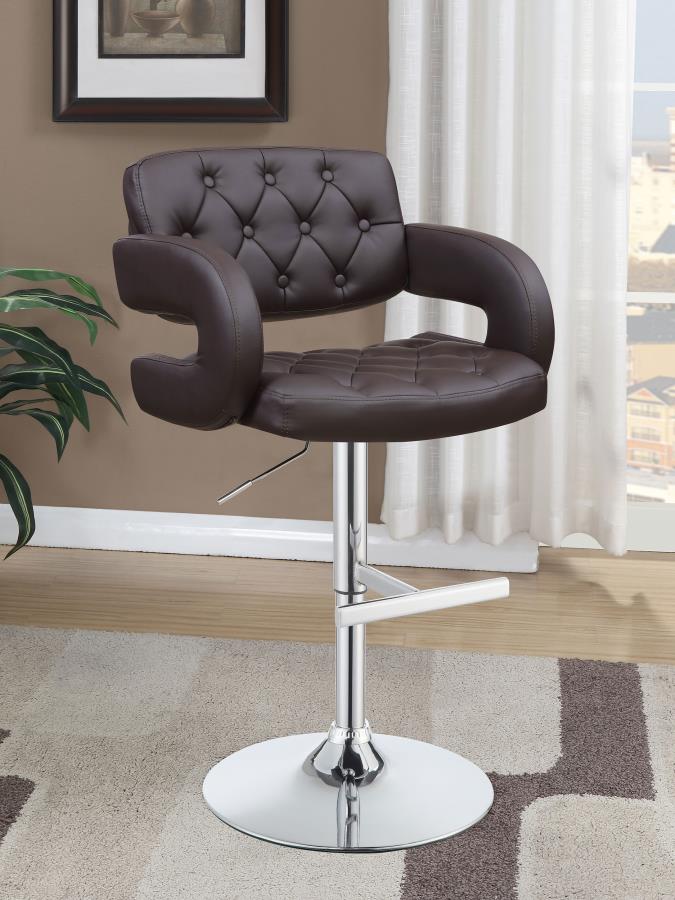 Brandi Chrome/Brown 29" Adjustable Height Bar Stool by Coaster at Eve Furniture