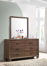 Brandon 6-drawer Dresser with Mirror Medium Warm Brown