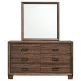 Brandon 6-drawer Dresser with Mirror Medium Warm Brown