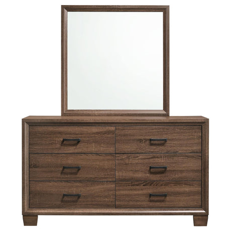 Brandon 6-drawer Dresser with Mirror Medium Warm Brown