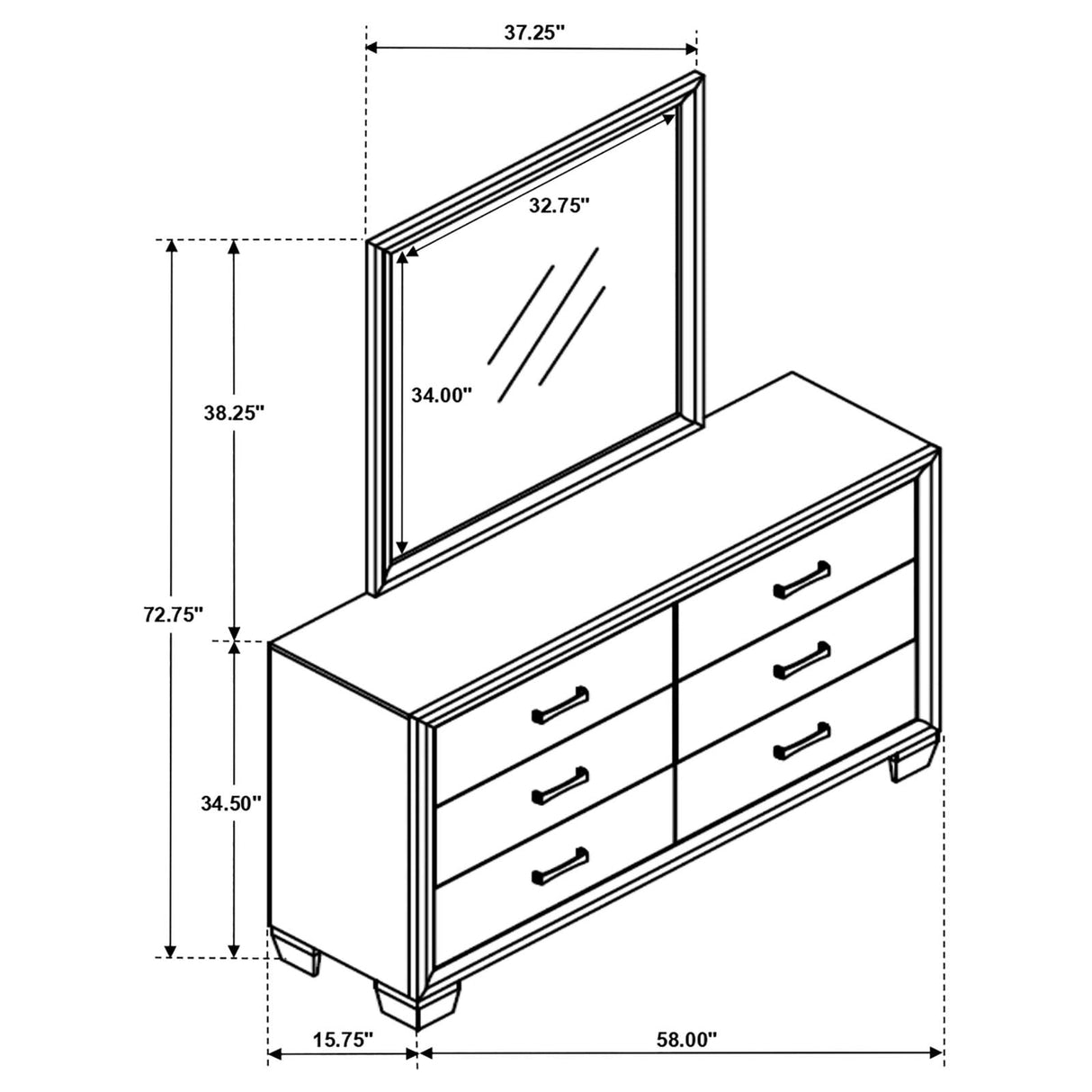 Brandon 6-drawer Dresser with Mirror Medium Warm Brown