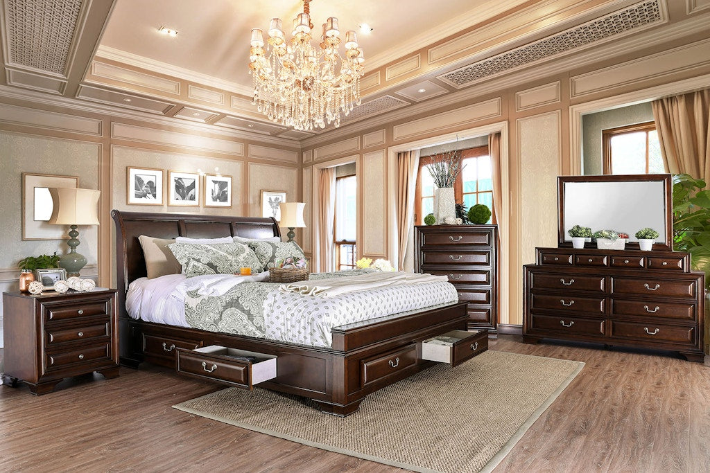 Brandt Brown Cherry 5-Piece Queen Bedroom Set by Furniture of America at Eve Furniture