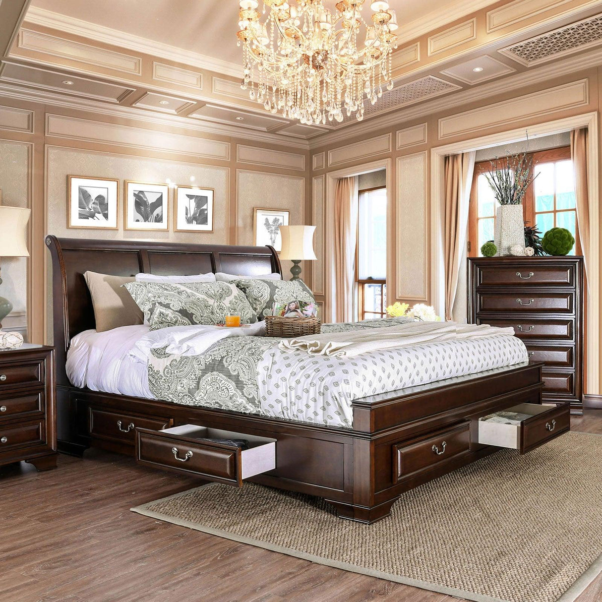 Brandt Brown Cherry California King Bed by Furniture of America at Eve Furniture