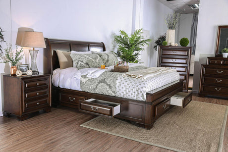 Brandt Brown Cherry Queen Storage Platform Bed by Furniture of America at Eve Furniture