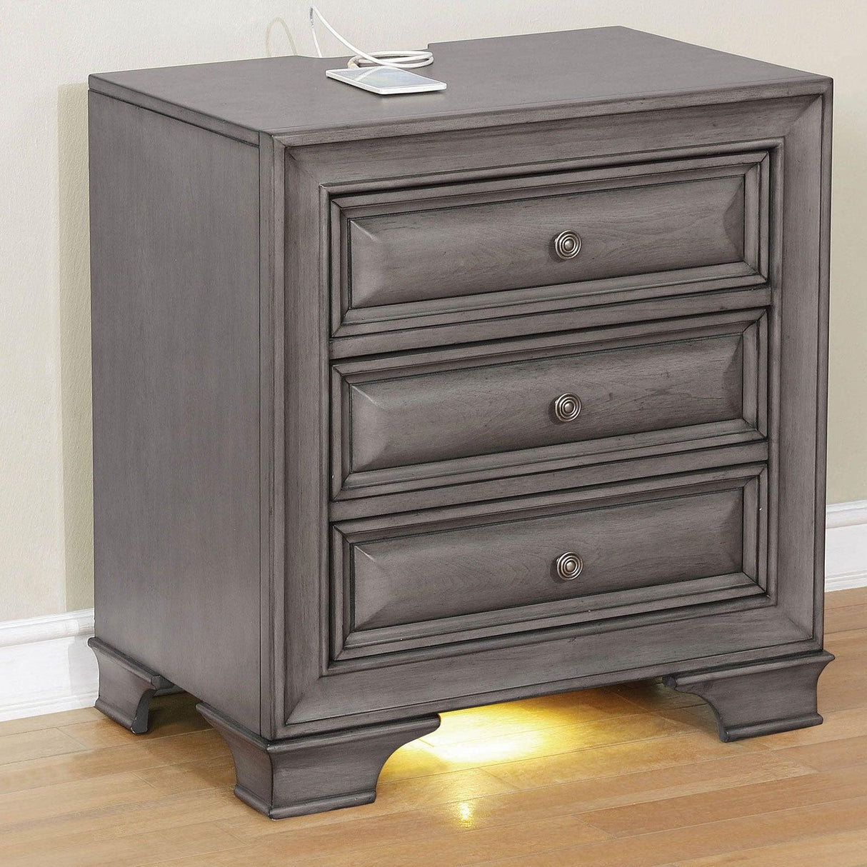 Brandt Gray Night Stand by Furniture of America at Eve Furniture