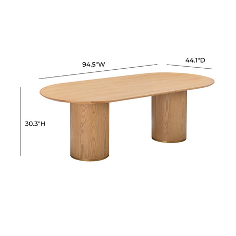 Brandy Natural Ash Wood 95" Oval Dining Table by TOV Furniture at Eve Furniture