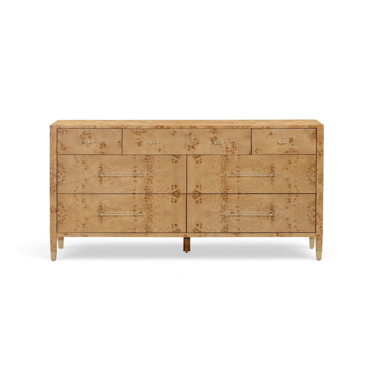 Brandyss 62" Burl 7-Drawer Dresser by TOV Furniture at Eve Furniture