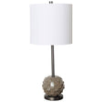Brant I Brown Resin Base White Shade Table Lamp by Mercana at Eve Furniture