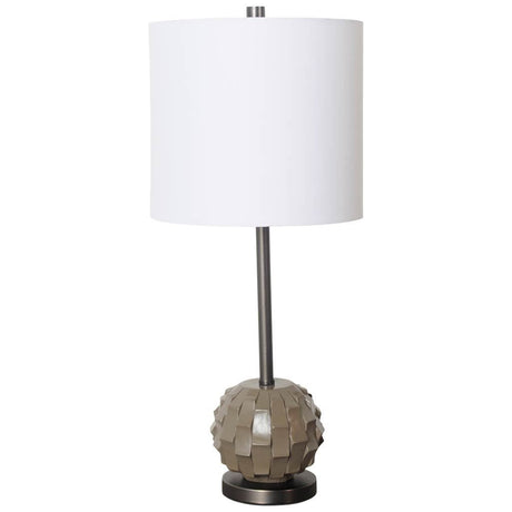 Brant I Brown Resin Base White Shade Table Lamp by Mercana at Eve Furniture