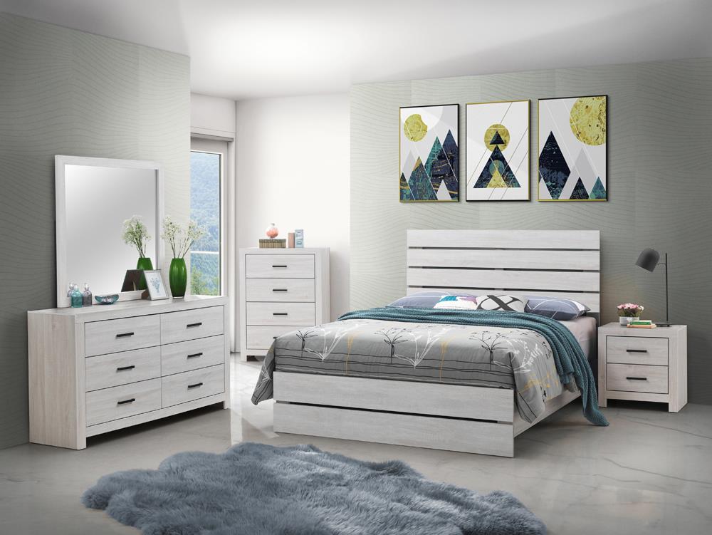 Brantford Coastal White 4-Piece Eastern King Panel Bedroom Set