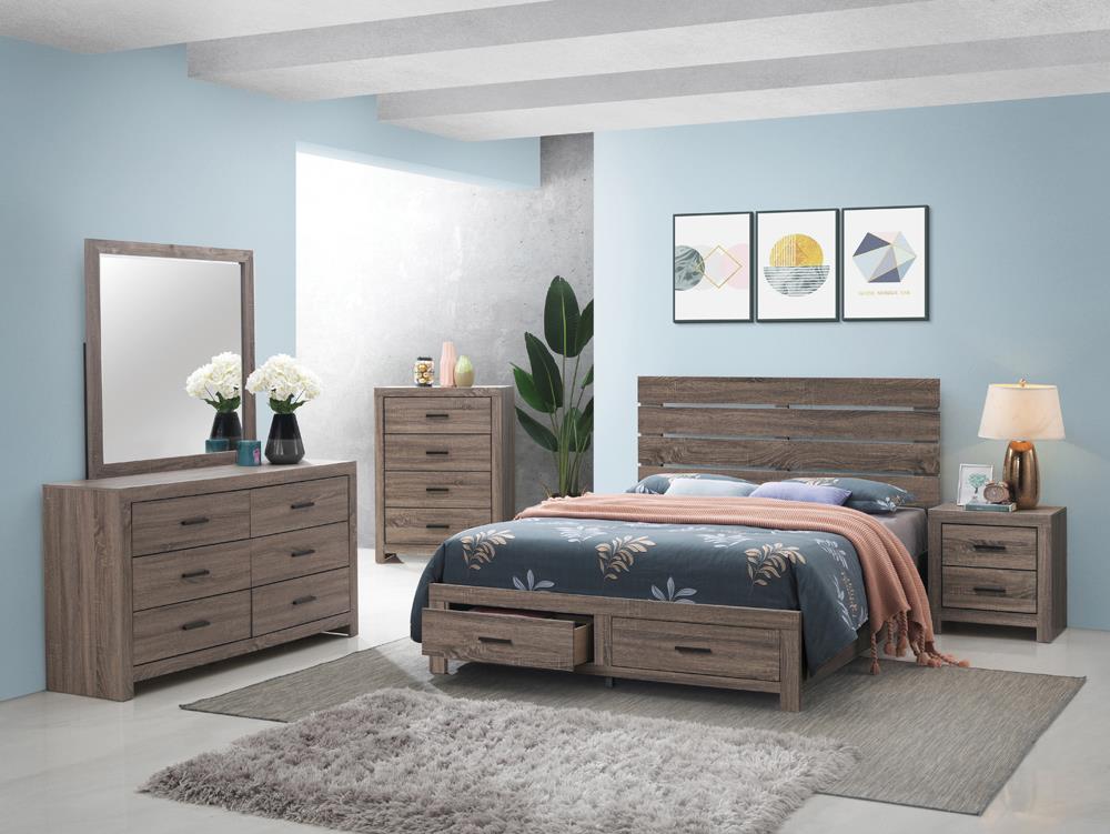 Brenner Rustic Honey 5-Piece California King Storage Bedroom Set