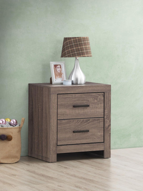 Brantford Barrel Oak 2-Drawer Nightstand by Coaster at Eve Furniture
