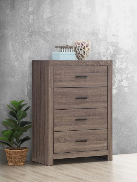 Brantford Barrel Oak 4-Drawer Chest by Coaster at Eve Furniture