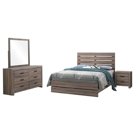 Brantford Barrel Oak 4-Piece Queen Panel Bedroom Set by Coaster at Eve Furniture