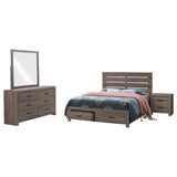 Brantford Barrel Oak 4-Piece Queen Storage Bedroom Set by Coaster at Eve Furniture