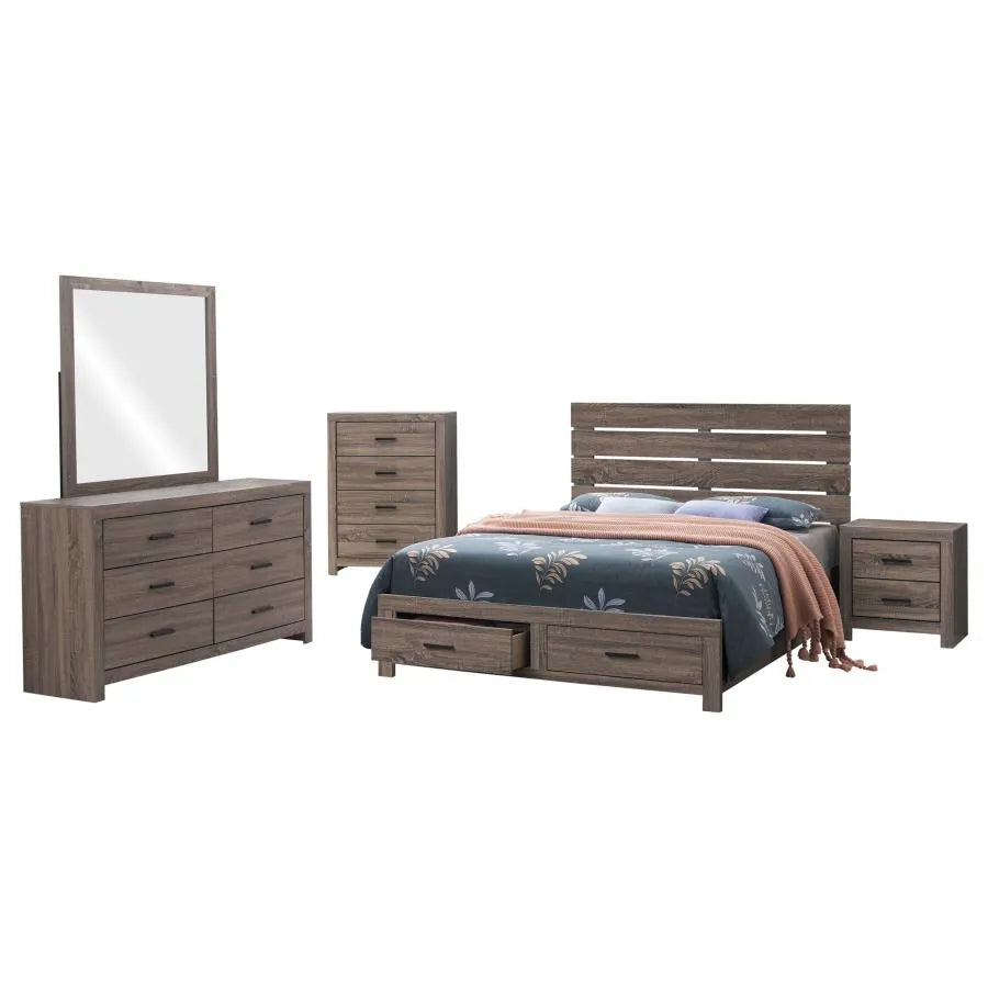 Brantford Barrel Oak 5-Piece Queen Storage Bedroom Set by Coaster at Eve Furniture