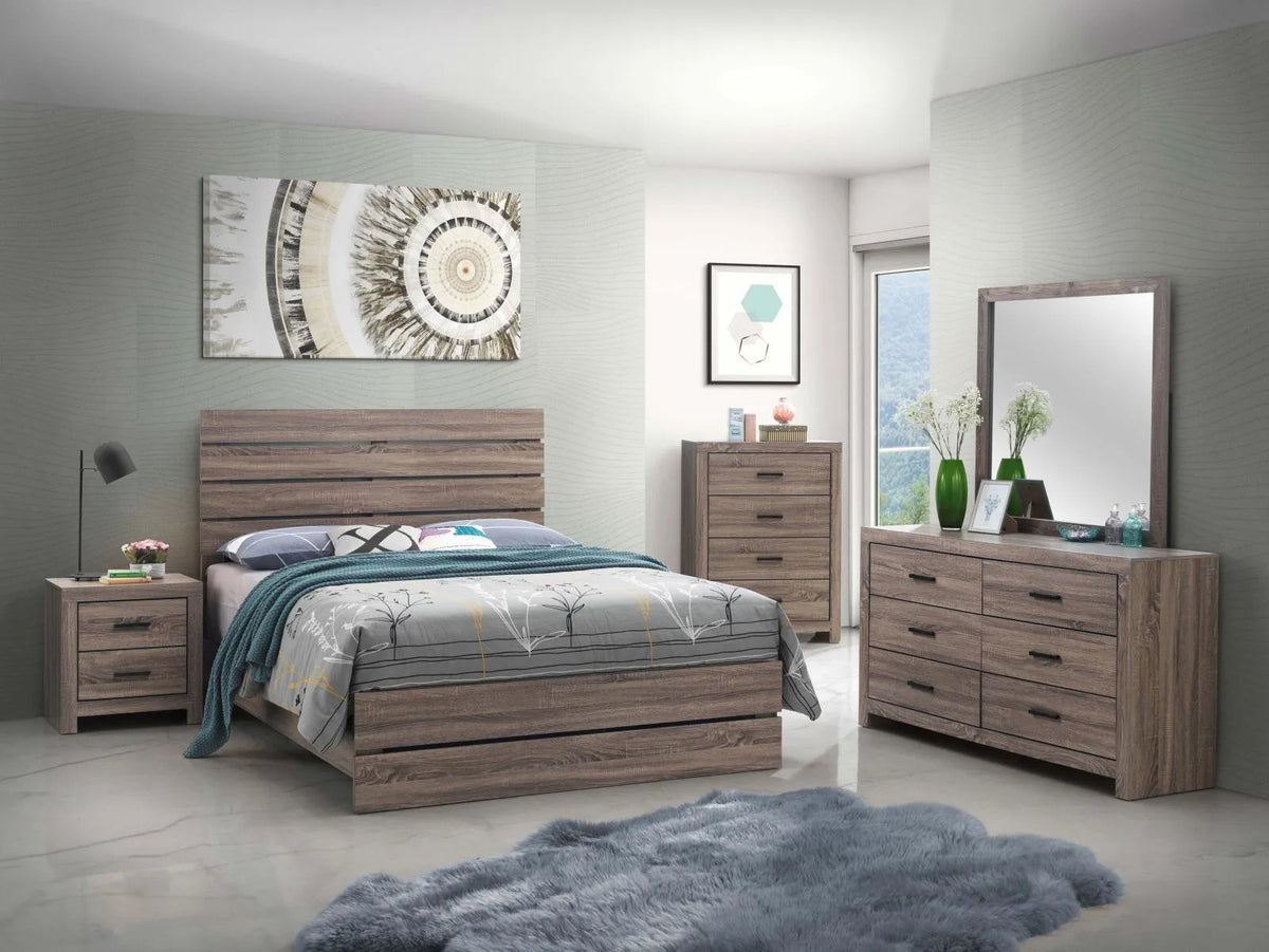 Brantford Barrel Oak Queen Panel Bed by Coaster at Eve Furniture