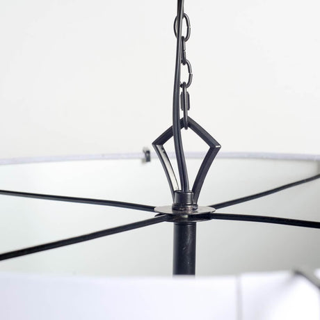 Brasseur I Charcoal Black Metal Fish Scale Three Bulb Chandelier by Mercana at Eve Furniture
