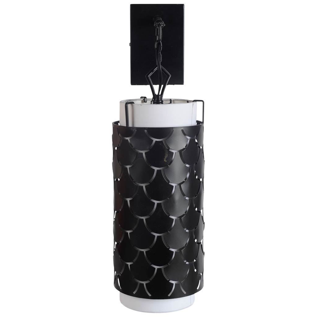 Brasseur III Black Toned Metal Fish Scale Wall Sconce by Mercana at Eve Furniture