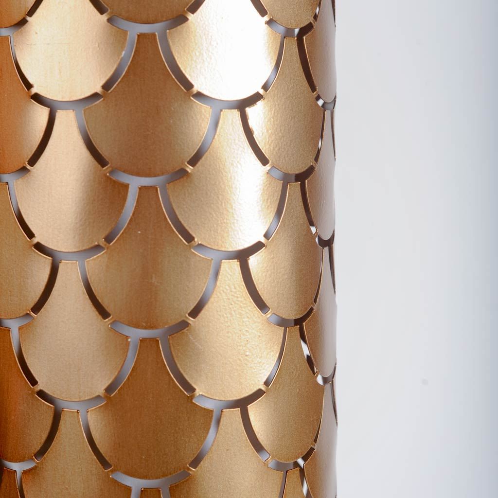 Brasseur IV Gold Toned Metal Fish Scale Wall Sconce by Mercana at Eve Furniture
