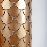 Brasseur IV Gold Toned Metal Fish Scale Wall Sconce by Mercana at Eve Furniture