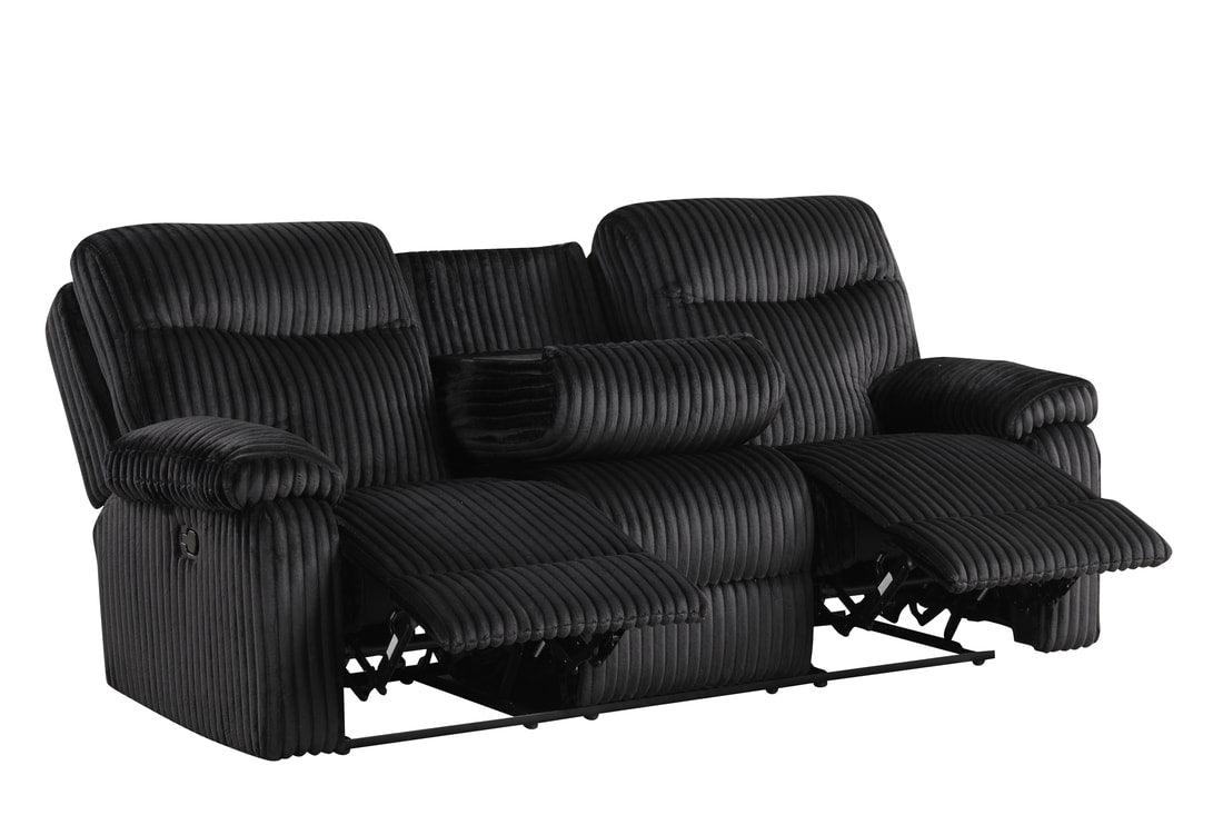 Bravo Black Fabric 3-Piece Reclining Living Room Set by Happy Homes at Eve Furniture