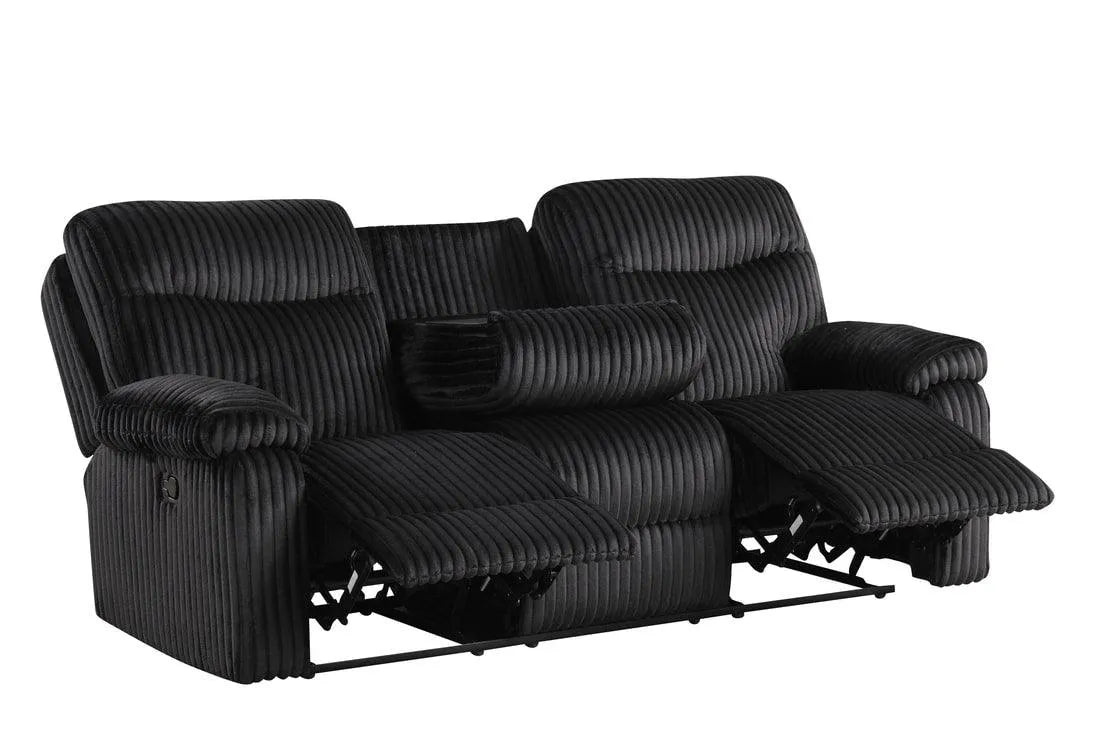 Bravo Black Fabric 3-Piece Reclining Living Room Set by Happy Homes at Eve Furniture